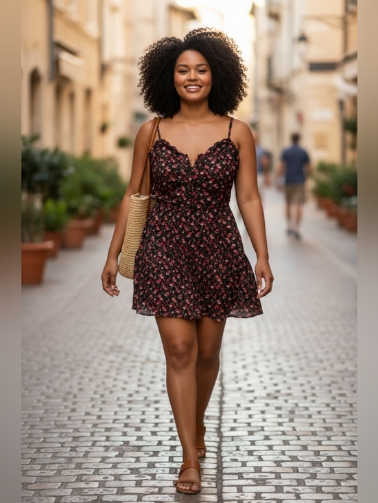 Aeropostale Dresses & Skirts - Aeropostale Black Mini Dress with Red Floral Print